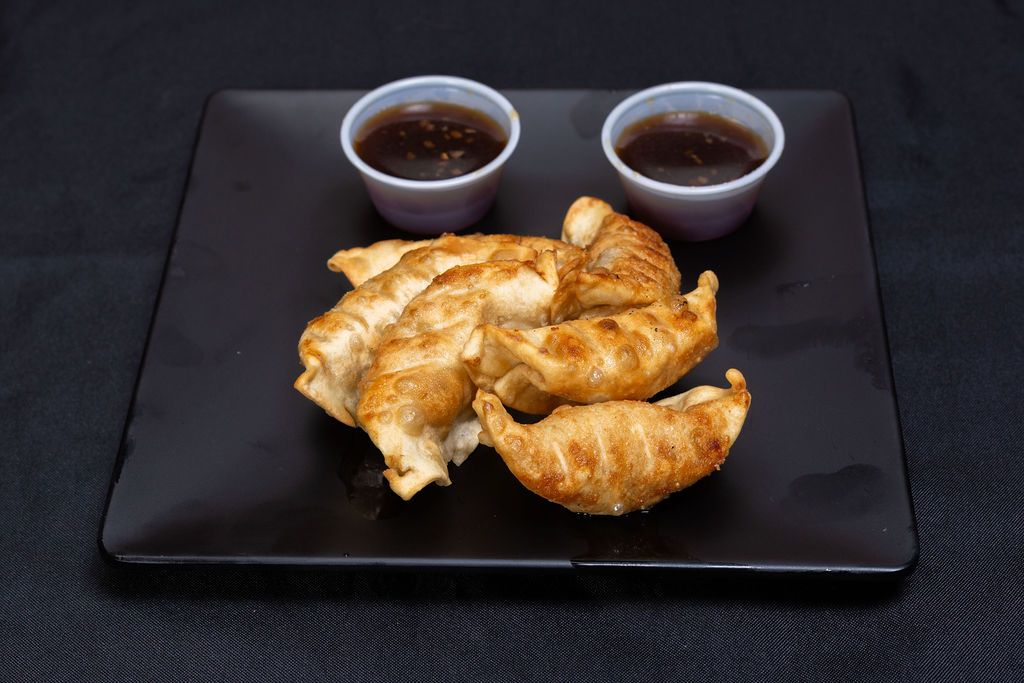 Fried potstickers with dipping sauces